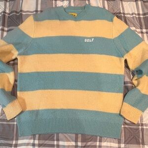 Tyler The Creator Golf Wang Mohair Knit Striped Sweater blue/butter Mens-M NWOT